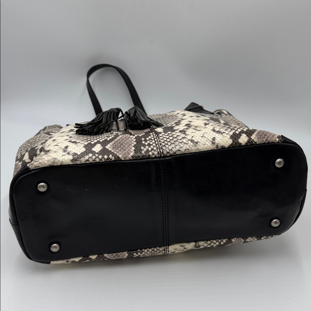 Patricia Nash Leather Drawstring Witney Tote - Python Matching Wallet - Picture 9 of 16
